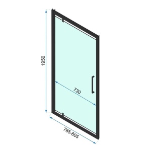 Cabina de dus cu Usa pivotanta Rea Rapid Swing 80x90, Negru - Img 6