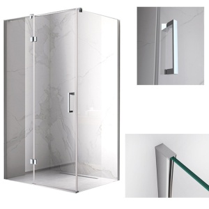 Cabina de dus Dreptunghiulara KZ02A, Design Modern 90x80cm, Culoare Crom - Img 6