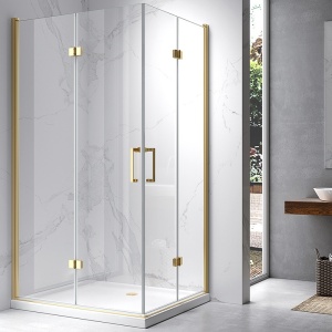 Cabina de dus KZ13A Dreptunghiulara, Design Modern 100x90cm, Culoare Auriu - Img 3