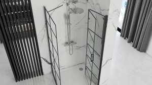 Cabina de dus patrata cu Usa Pliabila Rea Molier 110x90, Negru - Img 2