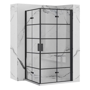 Cabina de dus patrata cu Usi Pliabile Rea Molier 90x90, Negru