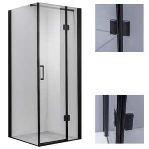 Cabina de dus Patrata KZ1390B, Dimensiune 90x90cm, Culoare Negru - Img 6