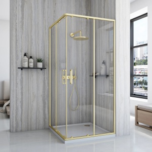 Cabina de dus Rea City, Dimensiune 80x80cm, Culoare Gold Brush - Img 4