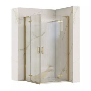 Cabina de dus Rea Hugo cu 2 Usi batante 80x80 cm, Auriu periat