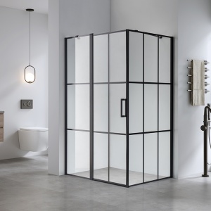 Cabina de dus rectangulara cu rame negre si sticla securizata 6 mm BS02C 120 x 80 cm - Img 4