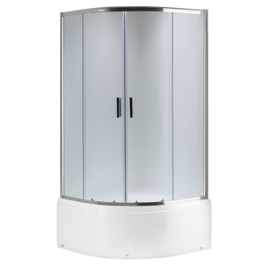 Cabina de dus semicirculara cu sticla securizata mata si cadita de dus inalta MAJA 80 x 80 cm