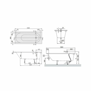 Cad?? dreptunghiular?? Villeroy & Boch Oberon, 180x80 cm, din compozit Quaryl - Img 4