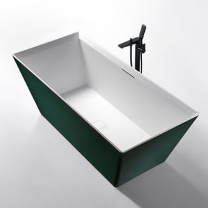 Cada de baie , Autoportanta, Dimensiune 170x75x60cm, Strat abraziv, Culoare Verde Malachit/Alb - Img 3