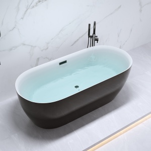 Cada de baie Cesana 518C 170x75cm, Culoare Negru , Deversor Negru - Img 4