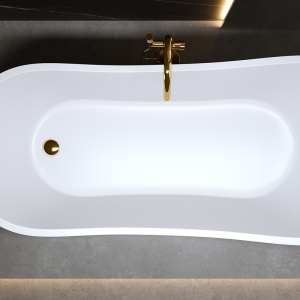 Cada de baie FORTE 520B, Dimensiune 160x75cm, Culoare Alb, Deversor Auriu - Img 6