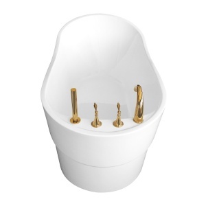 Cada de baie freestanding cu baterie aurie 170X80X72cm - Img 6