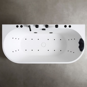Cada De Baie Freestanding, Cu Hidromasaj si Design Modern 170x85x65cm, Culoare Albastru Gri/Alb - Img 2