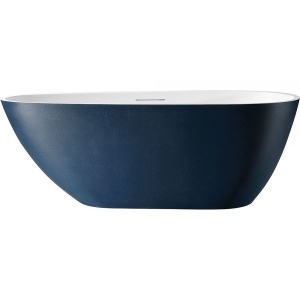 Cada De Baie Freestanding,Design Modern 170x75x60cm, Strat Abraziv, Culoare Prussian Blue/White