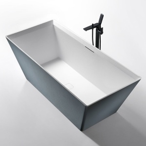 Cada De Baie Freestanding, Design Modern 170x75x60xcm, Strat Abraziv, Culoare Albastru Gri/Alb - Img 2