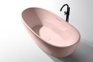 Cada de Baie Freestanding, Design Modern 170x80x71cm, Strat Abraziv, Culoare Roz Mat - Img 3