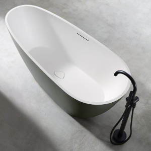 Cada De baie Freestanding, Design Modern170x75x60cm, Strat Abraziv, Culoare Grey/White - Img 3