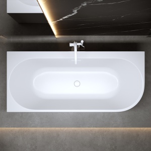 Cada de baie MERA 509C/Stanga, Dimensiune 160x75cm, Culoare Alb, Devesor Alb Lucios - Img 3