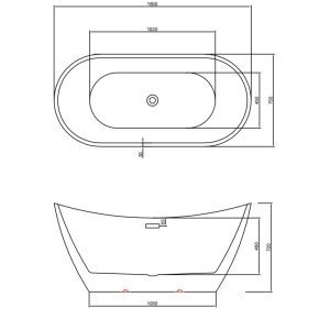 Cada de baie Rica 513B 160x75cm , Culoare Alb, Deversor Alb Lucios - Img 6
