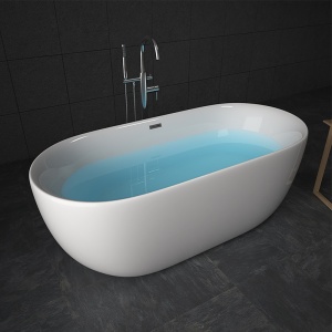Cada de baie suport 150x75cm Cesana 518A, Culoare Alb , Deversor Cromat - Img 4