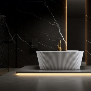 Cada de baie suport CARLO517C, Dimensiune 160x75cm, Design Elegant, Culoare Alb, Deversor Auriu Periat - Img 7