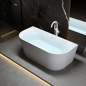 Cada de baie suport CARLO517D, Dimensiune 170x75cm, Design Elegant, Culoare Alb, Deversor Alb - Img 7