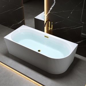 Cada de baie suport RIO 504D, Dimensiune 170x75cm/Stanga, Culoare Alb, Deversor Auriu Lucios - Img 8
