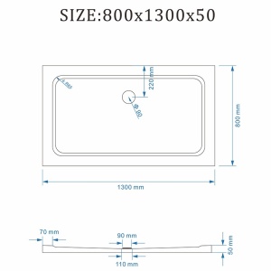 Cadita de dus 130x80cm, Dreptunghiulara Slim ST03D, Culoare Alb - Img 9