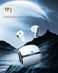 Casti Wireless SeveShop, Casti Gaming cu Efect Dinamic, Bluetooth 5.3, Microfon HD, Noise Cancelling, Carcasa Magnetica, Design Ergonomic, Universale pentru iOS si Android, Timp de Incarcare Rapid de 1h, Sunet Clar si Puternic, Alb Intens