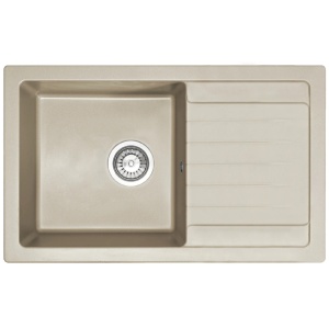 Chiuveta Bucatarie REA GRANIT DAG BEIGE, Dimensiuni 43.5 x 75 x 15 cm, 1 Cuva, Picurator Reversibil, Incastrabila, Forma Dreptunghiulara, Bej