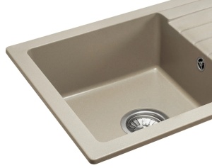 Chiuveta Bucatarie REA GRANIT DAG BEIGE, Dimensiuni 43.5 x 75 x 15 cm, 1 Cuva, Picurator Reversibil, Incastrabila, Forma Dreptunghiulara, Bej - Img 2
