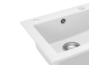 Chiuveta Bucatarie REA GRANIT WEST WHITE, Dimensiuni 44 x 48.5 x 17 cm, 1 Cuva, Incastrabila, Alb - Img 2