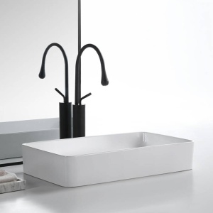 Chiuveta de blat PRO CUBIC, Dimensiuni 60.5 cm x 34.5 x 11 cm, Ceramica Sanitara,fara gaura baterie, Alb - Img 6