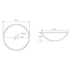 Chiuveta De Blat PRO GLASS GOLDEN cu accesorii, 42x42x 14 Cm, Montaj Pe Blat, Design Deosebit, Forma Rotunda, Ceramica Sanitara, Auriu - Img 2