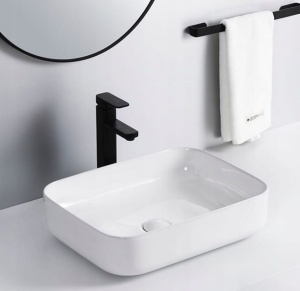Chiuveta de blat PRO KAYA SLIM, Dimensiuni 60 x 42 x 14 cm, Forma Dreptunghiulara, Ceramica sanitara, Fara gaura baterie, Alb - Img 5