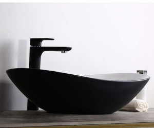 Chiuveta de blat PRO ZUZAN Black and White, Dimensiuni 60.5 cm x 36 x 15 cm, Ceramica sanitara, Fara gaura baterie, Alb/Negru - Img 3