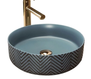 Chiuveta de blat REA ERA ASHLEY BLUE, Dimensiuni 40 x 40x 12cm, Forma Rotunda, Ceramica sanitara, Albastru