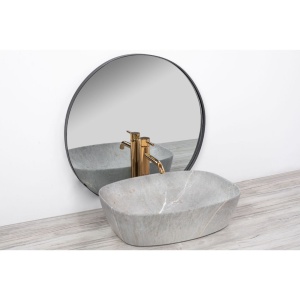 Chiuveta de blat REA FREJA GREY, Dimensiuni 50 cm x 38.5 x 13.5 cm, Ceramica Sanitara,fara gaura baterie, Gri - Img 6
