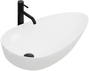 Chiuveta de blat REA Greta 75, Montaj Pe Blat, Design Deosebit, Ceramica Sanitara, Alb - Img 1
