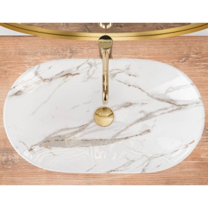 Chiuveta de blat REA ROYAL Lava, Dimensiuni 60 x 35 x 15 cm, Forma Ovala, Ceramica sanitara, Alb - Img 2