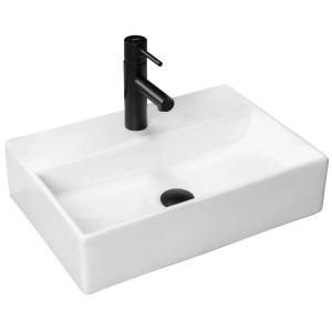 Chiuveta de blat REA VALERIA, Dimensiuni 50.5 cm x 35.5 x 12.5 cm, Ceramica Sanitara, gaura baterie, Alb - Img 1