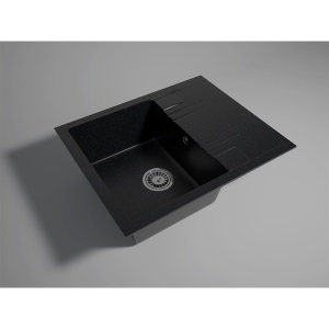 Chiuveta de bucatarie FERRO Mezzo II, Din granit, 58x48cm, O cuva, Culoare Grafit Lucios - Img 2