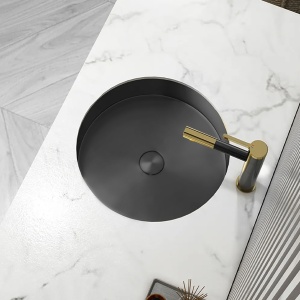 Chiuveta incastrata PRO RONDA ,ceramica sanitara neagra,41 x 17 cm - Img 2