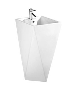 Chiuveta Independenta PRO VELDMAN ROCK FREE-STANDING, Dimensiuni 47x47 X 83 Cm, Forma Patrata, Cu Gaura Baterie, Alb