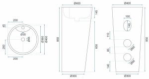Chiuveta independenta REA ERA BLANK BLACK, Dimensiuni 40x 40x 84 cm, Forma rotunda, Cu gaura baterie, Negru - Img 5
