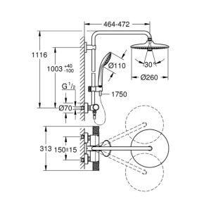 Coloana de dus cu baterie termostatata Grohe Euphoria New 260 - Img 2