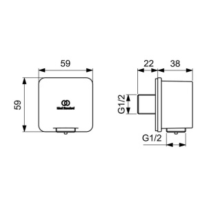 Cot conector perete Ideal Standard Atelier Conca gri Magnetic Grey - Img 3
