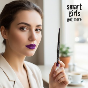 Creion de buze Smart Girls Get More, rezistent la apa, cremos, mov - Img 4