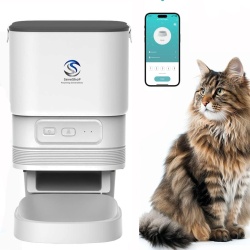 Hranitor Automat SeveShop WiFi, Inregistrare Audio, Functie Dozator pentru Caini si Pisici, Sunet Hranire, Programabil, Capacitate 4L, Control prin App, Usor de Curatat, Rezistent, Ideal pentru Toate Taliile, Alb Uni