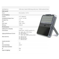Lampa Solara LED Portabila de Exterior, Neosimply Camping, 1500 lumeni, cu senzori de luminozitate si miscare, Grey - Img 4