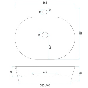 Lavoar ceramic pentru blat REA Kim 60 - Img 2